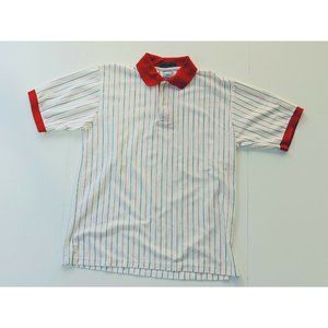 Vintage Pin Striped Thin Hilton Baseball Polo Shir